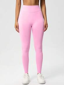 Women's 2-Piece Waist-Cincher Pants Set - High-Waisted Slim Fit Design, Tummy Control And Butt Lift Sports Pink - Pink - View 7