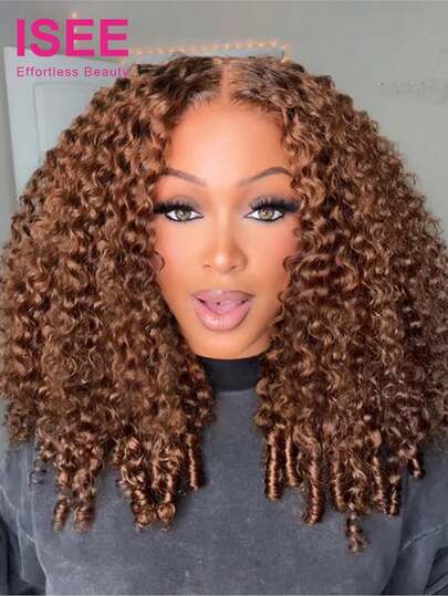 ISEE Wig Lace Tanpa Lem HAIR Wear Go Pre-Cut, Lace Transparan 9*6, Cokelat Tua, Garis Rambut Sudah Dicabut, Kepadatan 180%, 16-24 Inci, Rambut Manusia, Untuk Pemakaian Sehari-hari Wanita