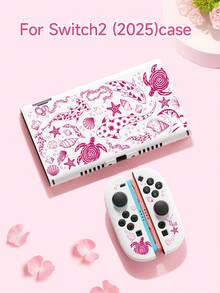 New Switch 2 (2025) Game Accessories, 1pc Pink Underwater Element Pattern Storage Bag For Charger And Data Cable, Compatible With Switch/Switch 2 Game Console Protective Case, Compatible With Switch 2/Switch OLED/Switch NS Battery Version Game Console Storage Bag/Protective Case, Card Box, Dust Cover, Dock, Built-In Stand, Can Store 10 Game Cards, Portable Travel, Anti-Drop Anti-Pressure Game Cartridge Box Controller Bag Accessories - Multicolor - View 1