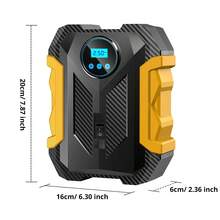 Carsun 便攜式充氣泵 有線充氣機 碳纖維外觀 150 PSI 附後置收納盒 12V-DC 120W 高功率 附 LED 燈 包含 3 個氣嘴接頭與緊急絲 適用於汽車、摩托車、自行車與運動球類 - 升級有線-碳纖維外觀 - 查看 12