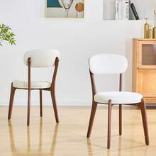 2 Person Dining Chair Set, Medieval Modern Style, Linen White - White - View 8