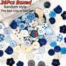 6/18/26/35/44/58/67/76/88/95/100Pcs Boxed Blue Resin Buttons Assorted, DIY Sewing Accessories, Flower Rabbit Round Buttons, Sweater Shirt Clothing Decorative Buttons, Scrapbook Collage Patchwork Accessories, Creative DIY Jewelry Making, Random Styles - Multicolor - View 23