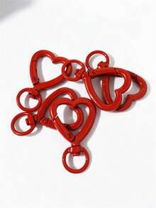 5/10/30/60pcs Colorful Rotating Heart-Shaped Lobster Clasp Key Rings Spring Connectors, Suitable For Bags, Dog Leashes, DIY Jewelry Making Accessories - Heart Keychain - View 12