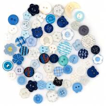 6/18/26/35/44/58/67/76/88/95/100Pcs Boxed Blue Resin Buttons Assorted, DIY Sewing Accessories, Flower Rabbit Round Buttons, Sweater Shirt Clothing Decorative Buttons, Scrapbook Collage Patchwork Accessories, Creative DIY Jewelry Making, Random Styles - Multicolor - View 9