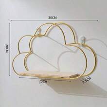 Estantería de pared sin taladro para habitación infantil, estante decorativo de hierro, organizador de almacenamiento montado en la pared para dormitorio - Dorado - Ver 6