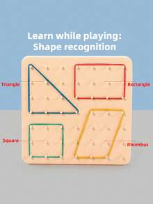 Mainan Papan Pasak Geometris untuk Anak-Anak - Permainan Papan Konstruksi Karet Elastis yang Menyenangkan - Mainan Edukasi Dini untuk Pengenalan dan Konsentrasi Grafis - MultiWarna - View 4