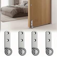 2pcs Heavy Duty Silent Sliding Door Wheel Set, Includes 4 Wheels And 8 Screws - Metal Structure, With Guide Rollers, Suitable For Underbed Storage Cabinets, Storage Boxes, Slide Rail Wheels, Sliding Door Hardware Set, Sliding Door Hardware - 2 - View 2