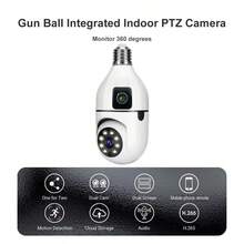 2NLF® 8MP HD Cámara de segurida d con bombilla E27, visión nocturna, 2 pantallas, 2 lentes, detección de movimiento en interiores, zoom de 8x, conexión WiFi, Vigilancia de bebés - Blanco - Ver 4