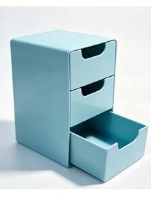 1pc Small 3-Drawer Translucent Plastic Desktop Storage Box, Hollow Handle Rectangular Dust-Proof Cosmetic Organizer, Suitable For Bedroom, Dorm, Office, Back To School Gift - Multicolor - View 12