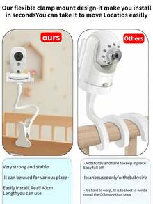 1pc/ Brand New 360° Rotating Security Monitoring Bracket, Flexible Spiral Base Phone Holder (21cm/41cm), With Camera Mount, Universal Bedside Bracket, Suitable For Smartphones, Home Security Cameras And Baby Monitors (Please Watch Video For Operating Instructions When Purchasing) - Clip-on Style - View 7
