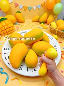 Squishy Handmade Crunchy Mango Stress Relief Squeeze Toy, Color-Changing Soft Mango Stress Relief Toy, Fragrant Mango Squeeze Toy For Anxiety Relief And Relaxation, Sensory Toy, Crunch Squishy - Multicolor - View 8