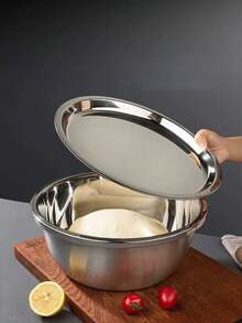Stainless Steel Mixing Bowl With Lid, Thickened, For Dough Kneading, Kitchen Cooking, Vegetable Washing And Soup, Household Use - View 1