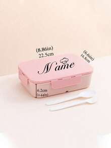 1pc Customizable Flip-Top Bento Box, Supports Artistic Text Customization, Large Area Customization, Portable, Waterproof, Leak-Proof, Suitable For Outdoor, Travel, School, Office, Includes Sauce Box And Utensils, Four-Sided Lock Design - Multicolor - View 7