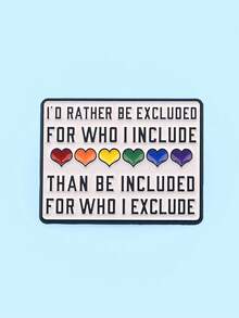 Rainbow Heart Quote Enamel Brooch, Inspirational Letter Pin For Backpack, Bag & Jacket Decor - Multicolor - View 4