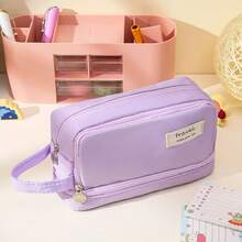1 pieza Estuche para lápices de gran capacidad y multifunción para estudiantes, bolsa portátil de gran tamaño para bolígrafos, caja de almacenamiento, regalo de vuelta a la escuela, primer día de escuela - Multicolor - Ver 8
