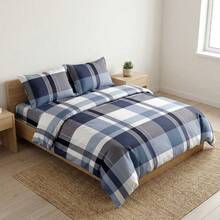 Blue Microfiber Duvet Cover Set, 3 Piece Bedding Set With Pillowcases, 100% Polyester - Size 180X200CM Options - Blue - View 3