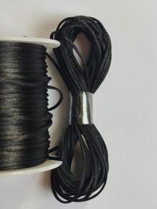 Silk Thread Satin Cord 1mm - 5 Meters Various Colors - Black - View 1