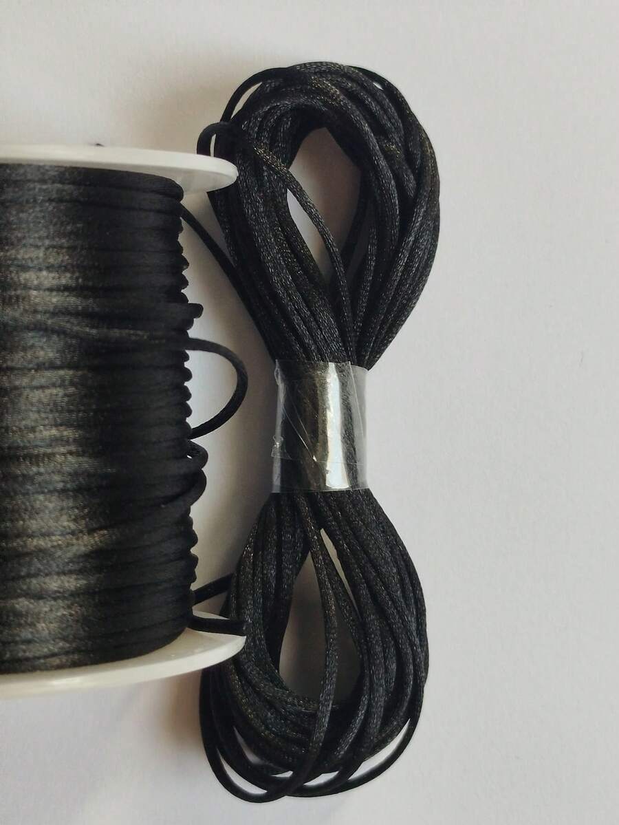 Silk Thread Satin Cord 1mm - 5 Meters Various Colors - Black - View 1