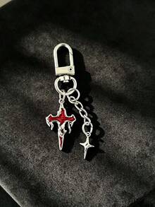 1pcGothic Dripping Cross Keychain, Star-Shaped Pendant, Punk Cool Accessory, Suitable For Both Men And Women - Multicolor - View 5