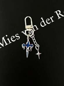 1pcGothic Dripping Cross Keychain, Star-Shaped Pendant, Punk Cool Accessory, Suitable For Both Men And Women - Multicolor - View 9
