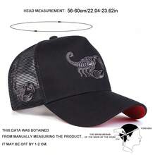 1pc Men's Trucker Hat With Scorpion Embroidery Cartoon Baseball Cap Street Fashion 5-Panel Hat Outdoor Sun Protection Casual Cap Spring Autumn Travel Beach Vacation - Black - View 2