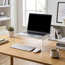 Monitor Stand Riser, Suitable For Computer, Laptop, Printer, Acrylic Monitor Stand, Premium Transparent Laptop Stand For Home And Office, Acrylic Monitor Stand Desktop Organizer Riser - Multicolor - View 5