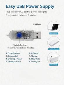 1pc Cherry Blossom Branch Shaped LED Wall Light, USB Powered, 8 Lighting Modes, Flexible Willow Branch Design, Floral Wall Decor, Suitable For Bedroom, Home, Wedding Decoration And Holiday Party Decoration. - Multicolor - View 10