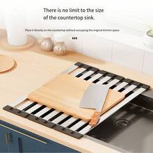 1pc Foldable 304 Stainless Steel Sink Drain Rack, Rust-Proof Roll-Up Design, Moisture Control & Drying, Compact & Durable, Suitable For Small Kitchens And Busy Households For Dish & Vegetable Draining - Multicolor - View 8
