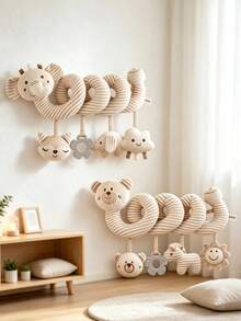 1pc Baby Stroller Spiral Hanging Doll, Built-In Rattle And Squeaker, 3D Cartoon Animal Design Plush Soothing Doll For Stroller, Suitable For Newborn Baby Gift - Multicolor - View 1