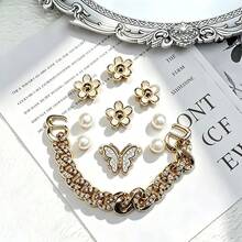 Lote de 10 piezas de dijes de zapatos con temática de perlas de lujo - Regalos perfectos para chicas adolescentes elegantes - Accesorios DIY lindos y removibles para sandalias, pantuflas & bolsos - Multicolor - Ver 4