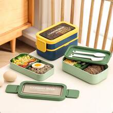 1pc Japanese Style Double Layer Bento Box, Back To School Divided Lunch Box, Portable Lunch Box, Sushi Rice Box, Office Worker Japanese Fresh-Keeping Box, Student Portable Lunch Box, Sandwich Lunch Box, Microwave And Dishwasher , Suitable For Students, Office, Outdoor - View 6