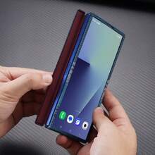 1pc Multi-Color Kevlar Magnetic Carbon Fiber Texture Integrated Hinge Gradient Layer Luxury High-End Water Transfer Matte Leather Texture PC Dual-Side Protective Case For Samsung Galaxy Z Fold 8/Z Fold 8 Ultra/Z Fold 7/Z Fold 6/Z Fold 5/Z Fold 4 - Multicolor - View 9