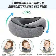 Ergonomic U-Shaped Memory Foam Neck Pillow, Travel Airplane Neck Pillow, Office Nap Essential, Portable Neck Pillow, Trending Style - Multicolor - View 7