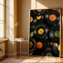 1pc Retro Vinyl Record Suitable For Living Room - Horizontal Vintage Music With Vinyl Album, Frameless Canvas Print For Housewarming Gifts - A - View 1