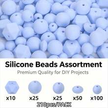 210pcs/Set Macaron Silicone Beads Mix Set Focal Spacer Beads DIY Jewelry Craft Accessories For Necklace Bracelet Keychain ID Lanyard Beading Supplies - Mixed Set a - View 10