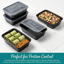 24pcs Multi-Functional PP Polypropylene Food Storage Containers, Material Does Not Release Harmful Substances, Airtight Seal To Prevent Liquid Spillage. Suitable For Microwave Heating And Refrigerator Storage, And Provides Multiple Capacities To Meet Different Storage Needs For Vegetables, Meat And Leftovers. - Black - View 4
