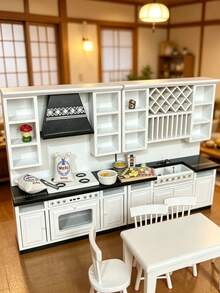 1 Set 19.5cm 1:12 Dollhouse Miniature Luxury Mini Fun Dollhouse Furniture Decor, Full Set Kitchen Scene Miniature Items, Suitable For Soft Decor Scene Matching; Adult Women Collection Atmospheric Item, Desktop Micro Landscape, Four Seasons Kitchen Scene Decoration - Multicolor - View 6