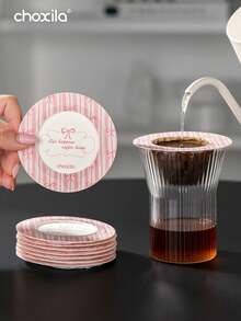 choxila 20pcs UFO Shaped Disposable Coffee Filters, Single-Serve Pour Over Coffee Filters With Cute Print, Portable Filters For Home - Pink - View 10