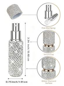 1pc Premium Rhinestone Perfume Travel Refillable Spray Bottle, 5ml Mini Spray Bottle, Vacuum Pressed Design, Moisturizing Cosmetic Sample - View 5