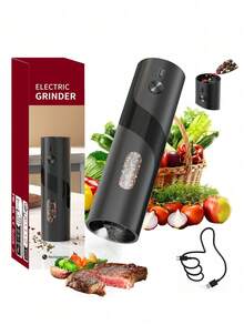電動鹽與胡椒研磨器，1件/2件可選，電池與USB充電式，單手自動研磨附LED燈，附燈光充電底座，聖誕節、感恩節、新年節慶盛宴廚房小工具 - 彩色 - 查看 13
