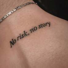 (Life Has Risks, Then There Are Stories English 2pcs) Temporary Tattoo Stickers Herbal Tattoo Stickers, Realistic Long-Lasting Temporary Tattoo Stickers, Waterproof And Friction-Resistant Lasting 7-15 Days - Black - View 1