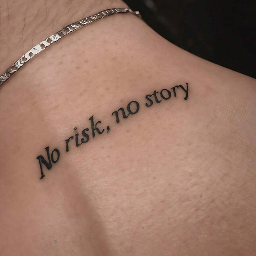 (Life Has Risks, Then There Are Stories English 2pcs) Temporary Tattoo Stickers Herbal Tattoo Stickers, Realistic Long-Lasting Temporary Tattoo Stickers, Waterproof And Friction-Resistant Lasting 7-15 Days - Black - View 1