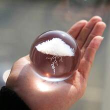 2pcs 60mm (2.3 Inch) 3D Laser Engraved Lightning Cloud Crystal Ball With Base, Engraved Glass Paperweight, Home And Party Desktop Decor Feng Shui Ornament - Multiple Styles - View 6