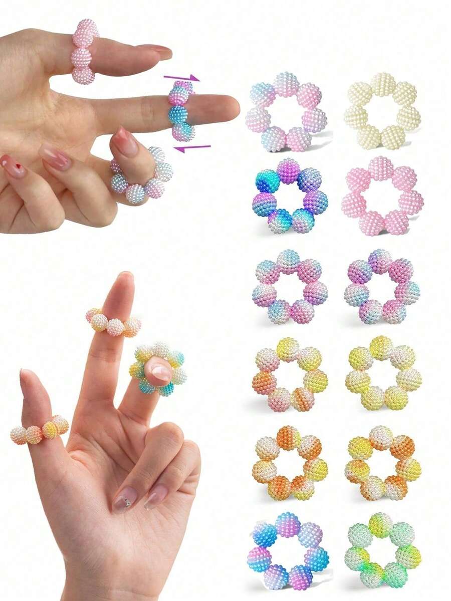 Sensory Stress Relief Ring Anxiety Relief Ring, Suitable For Adults (Gradient Color), Suitable For Classroom And Office, Birthday And Holiday Gift For Boys And Girls, Gift Bag Filler - Multicolor - View 1
