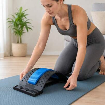 Back Stretcher For Lower Back Pain Relief, 4 Level Adjustable Lumbar Cracker Board, Spine Board, Relief For Herniated Disc, Sciatica, Scoliosis,