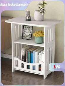 Suitable For Practical Storage Rack - Modern Nordic Style White Wooden Storage Table, Multi-Functional Tiered Shelf, Easy To Assemble, Suitable For Bedroom And Living Room Decoration, Minimalist Design Bookshelf | Multi-Functional Rack - Multicolor - View 3