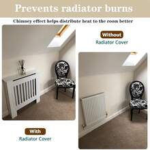 White Radiator Cover - Tall Modern Chelsea Design Vertical Slat Cabinet Radiator Shelve For Living Room/Bedroom/Kitchen - White - View 3