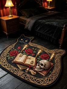 1 buah Keset Buku Ajaib Tengkorak Kucing Hitam, Halloween, Karpet Kecil Gaya Gotik, Karpet Panjang, Alas Lantai, Dekorasi Rumah, Karpet Area, Alas Luar Ruangan, Dekorasi Rumah, Karpet Area, Karpet Kamar Tidur, Karpet yang Dapat Dicuci - MultiWarna - View 5