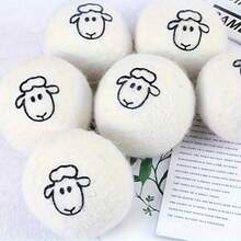 1/3/6pcs Natural Wool Dryer Balls, Reduce Static, Soften Clothes, Fabric Care, Sheep Pattern, Home Essential, Ball Pit, Laundry, Facial Cotton Balls, Cotton Balls - Standard Model - View 7