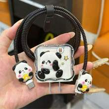 5件組遊戲機/咖啡圖案 1.5m 固定線材保護套 防斷裂數據線充電頭保護套，適用 12/13/14 機型 18/20W 快充充電頭數據線保護殼，送友禮物 - 無色 - 查看 2